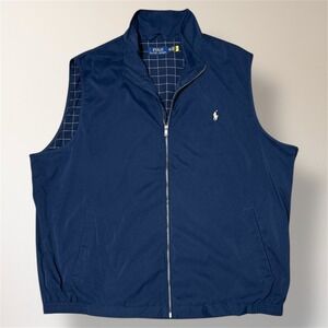 Polo Ralph Lauren Mens 3XLT Navy Twill Full Zip Vest Water Resistant Big & Tall